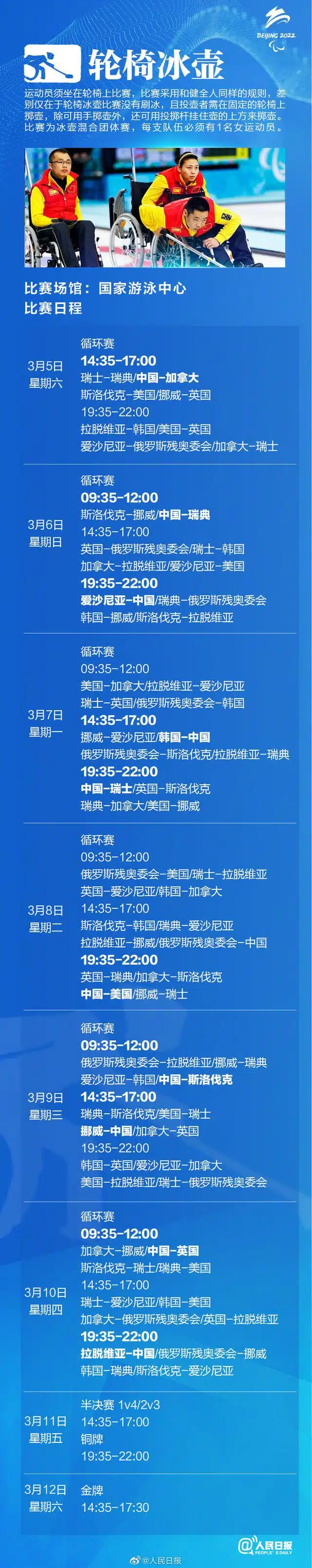 北京冬残奥会赛程表来了