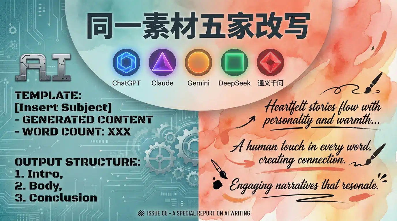 同一素材五家大模型改写:谁最像人写的自媒体文章?(含去AI味技巧)